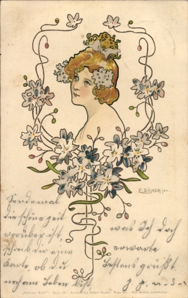 Künstler Ak Döcker, E., Gemaltes Porträt einer Frau