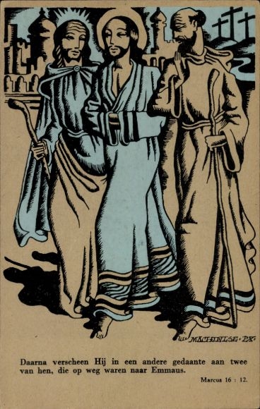 Künstler Ak Daarna verschen Hij in een andere gedaante aan twe van hen..., Marcus 16:12