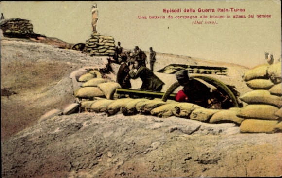 Ak Episodi della Guerra Italo-Turco, Una batteria da campagna alle trincee in attesa