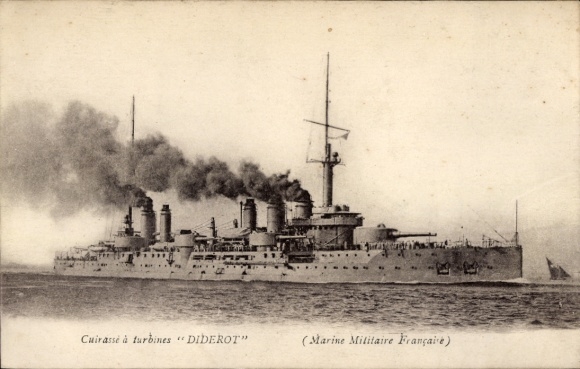 Ak Französisches Kriegsschiff, Cuirasse a Turbines Diderot