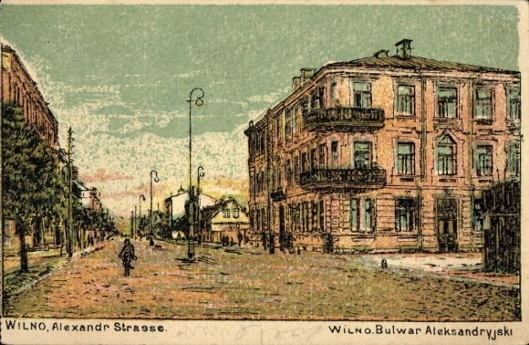 Ak Vilnius Wilna Wilno Litauen, WILNO, Alexandr Strasse, Stadtansicht, Gebäude, Straße, keine Per