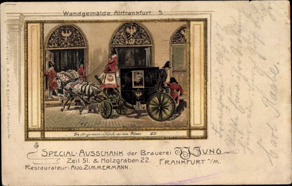 Passepartout Litho Frankfurt am Main, Brauerei Jung, Zeil, Holzgraben ...