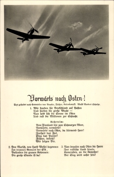 Lied Ak Vorwärts nach Osten, Deutsche Luftwaffe, Sturzkampfflugzeuge, Norbert Schultze, II. WK