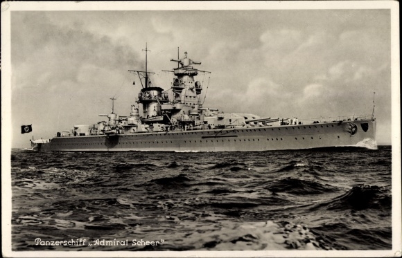 Ak Deutsches Kriegsschiff, Admiral Scheer, Panzerschiff, Kriegsmarine