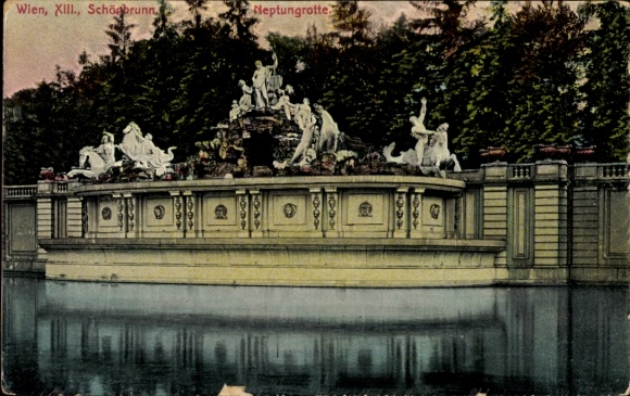 Ak Wien 1 Innere Stadt, Neptungrotte, Brunnen,  Figuren, Wasser