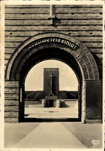 Ak Olsztynek Hohenstein Ostpreußen, Reichsehrenmal Tannenberg, Portal, Deutsche seid einig