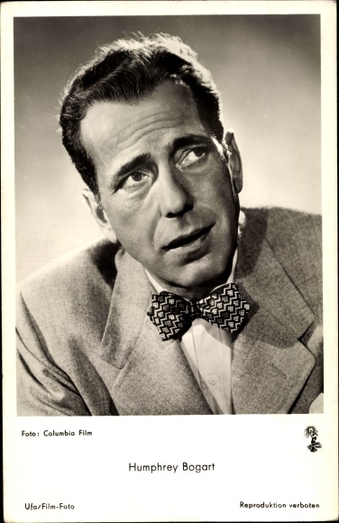 Ak Schauspieler Humphrey Bogart, Portrait mit Fliege, Casablanca, Ufa Film