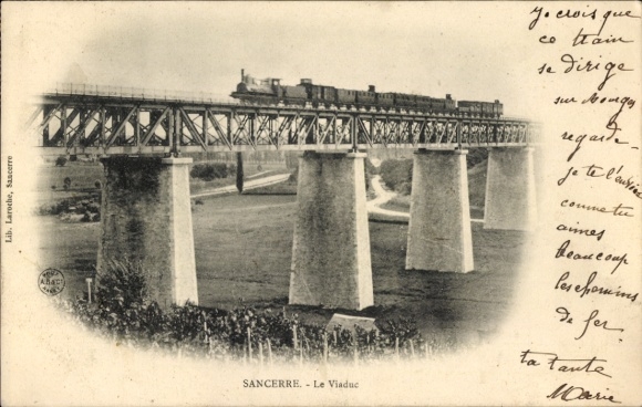 Ak Sancerre Cher, Viadukt, Eisenbahn