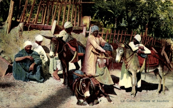 Ak Cairo Kairo Ägypten, Einheimische mit Eseln