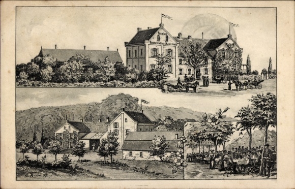 Künstler Ak Risse, C., Rath Düsseldorf Nordrhein Westfalen, Restaurant Bauenhaus, Bes. H. Bremecker