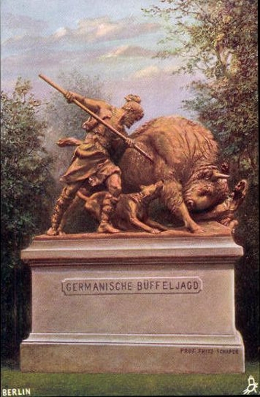 6 Künstler AK im Umschlag Berlin Tiergarten, Berlin die Denkmäler am Grossen Stern von F. X. Schmidt