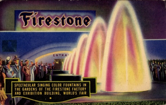 Ak Chicago World's Fair 1933, Firestone Singing Color Fountains, Firestone Tire & Rubber Co.