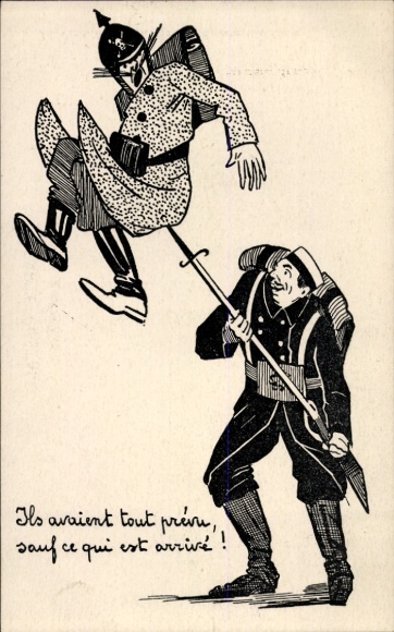 Künstler Ak Kaiser Wilhelm II., Belgischer Seemann, Bajonett, Karikatur