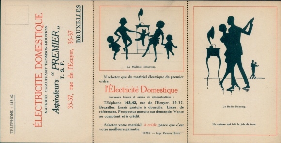 Scherenschnitt Klapp CPA Reklame, Electricite Domestique, Aspirateurs Premier