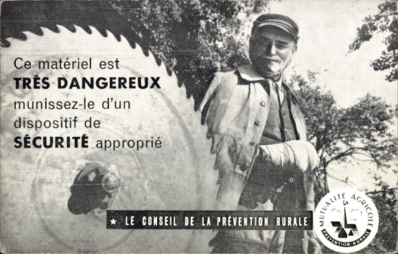 Ak Le Conseil de la Prevention Rurale, Mutualite Agricole, verwundeter Mann, Arbeitsschutz