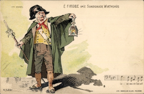 Künstler Litho Kohler, M., E Firobe im'e Sundgauer Wirthshüs, Waibel, Elsass