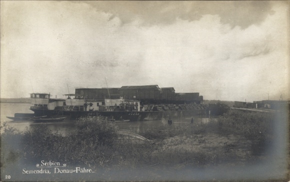 Ak Semendria Serbien, Fähre auf der Donau