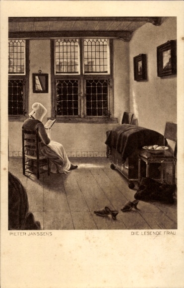 Künstler Ak Janssens, Pieter, Die lesende Frau