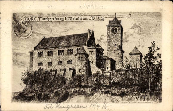 Studentika Ak Weinheim an der Bergstraße Baden, Wachenburg, Verein