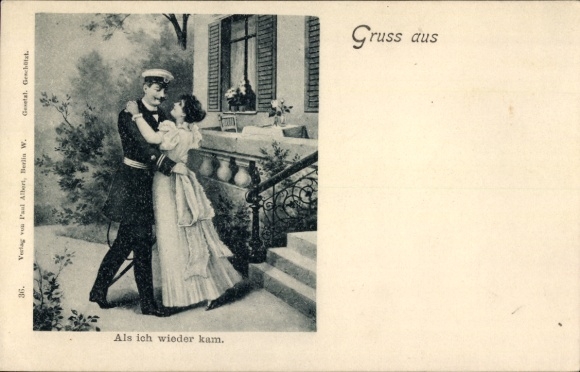 Künstler Ak Als ich wieder kam, Seemann, Frau, Soldatenliebe