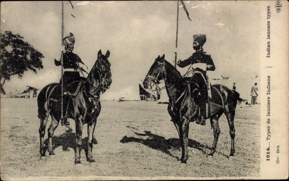 Ak Typen indischer Lancers, Indian Lancers, Krieg von 1914