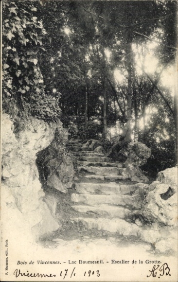 Ak Paris XII Bois de Vincennes, Bois de  Lac Daumesnil, Escalier de la Grotte
