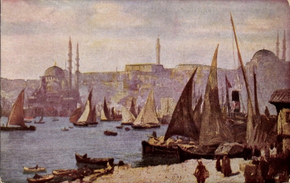 Künstler Ak Macco, Georg, Konstantinopel Istanbul Türkei, Hafenpartie