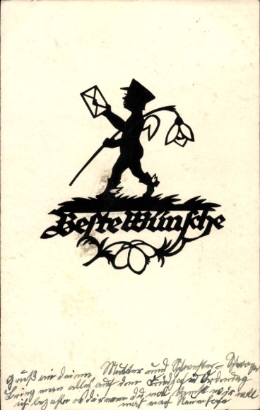 Scherenschnitt Künstler Ak Schwindt, A.M., Beste Wünsche