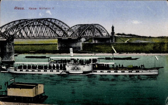 Ak Riesa an der Elbe Sachsen, Schiff Kaiser Wilhlem II, Ottmar Zieher