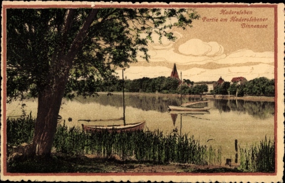 Ak Haderslev Hadersleben Dänemark,  Partie am Haderslebener Binnensee, Boote, Baum