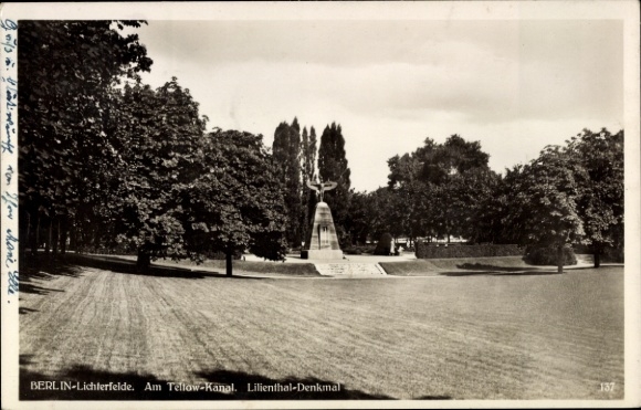 Ak Berlin Steglitz Lichterfelde, Am Teltow-Kanal, Lilienthal-Denkmal