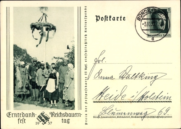 Ganzsachen Ak Erntedankfest, Reichsbauerntag 1937