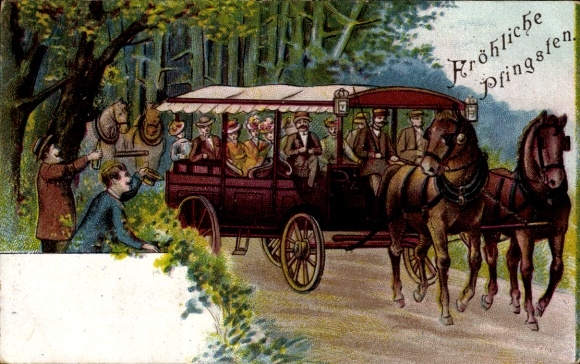 Ak Glückwunsch Pfingsten, Kutsche