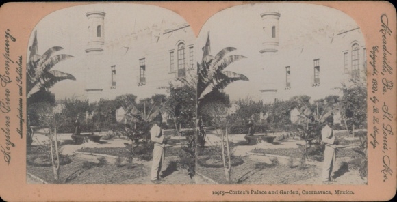 Stereo Foto Cuernavaca Mexiko, Palast von Cortez, Garten, Keystone View Company