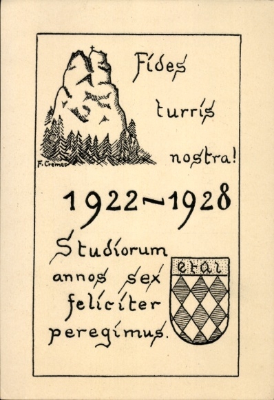 Studentika Künstler Ak Cremer, F., Wappen einer Studentenverbindung