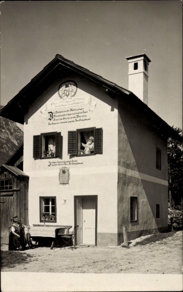 Ak Bad Aussee Steiermark, Gasthof, Pension, Konrad Kalhs,  Fenster mit Figur