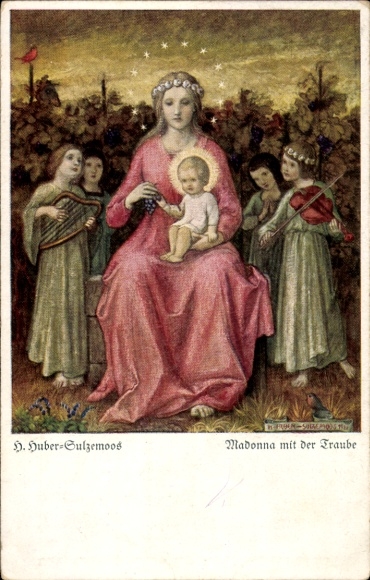 Künstler Ak Huber Sulzemoos, H., Madonna mit der Traube