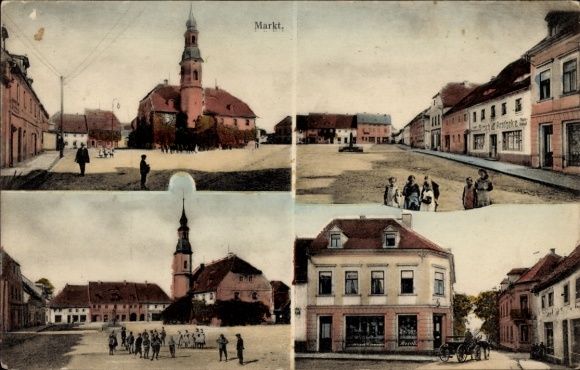 Ak Weißenberg in Sachsen, Markt, Kirche, Geschäftshäuser