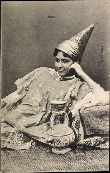 Judaika Ak Jüdin in Volkstracht, Porträt