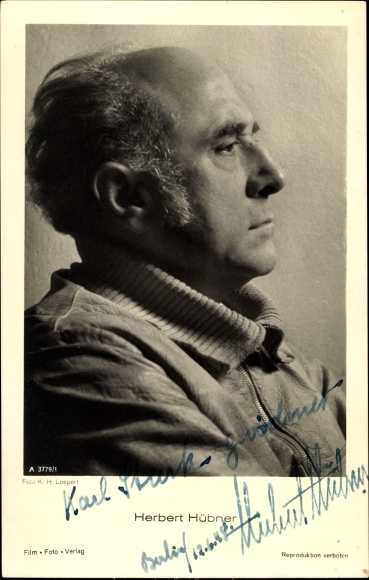 Ak Schauspieler Herbert Hübner, Portrait im Profil, Autogramm