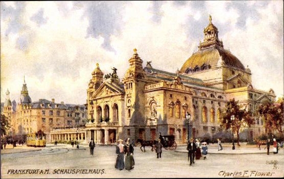 6 Künstler AK im Umschlag Frankfurt am Main, von Charles Flower