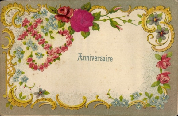 Präge Material Ak Blumen, Anker, Rose