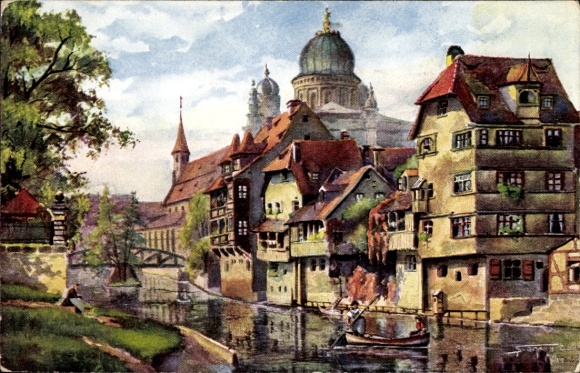 Ak Nürnberg in Franken, Synagoge, Insel Schütt