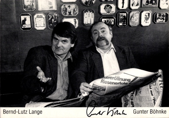 Ak Kabarettisten Bernd-Lutz Lange und Gunter Böhnke, Portrait, Autogramme
