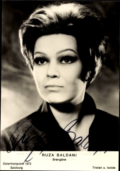 Autogrammkarte Mezzosopranistin Ruza Baldani, Portrait, Autogramm