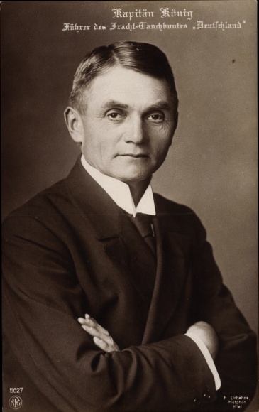 Ak Kapitän Paul König, Führer des Frachttauchbootes Deutschland, Portrait, NPG 5627