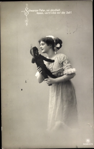 Ak Schwarzer Peter, sei gescheit, Komm, vertreibe mir die Zeit!
