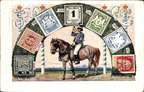 Ganzsachen Briefmarken Ak König Ludwig III. von Bayern, Postillon