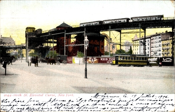 AK New York City USA, 110. St. erhöhte Kurve