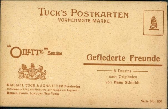 6 Künstler AK im Umschlag von Hans Schmidt, Gefiederte Freunde